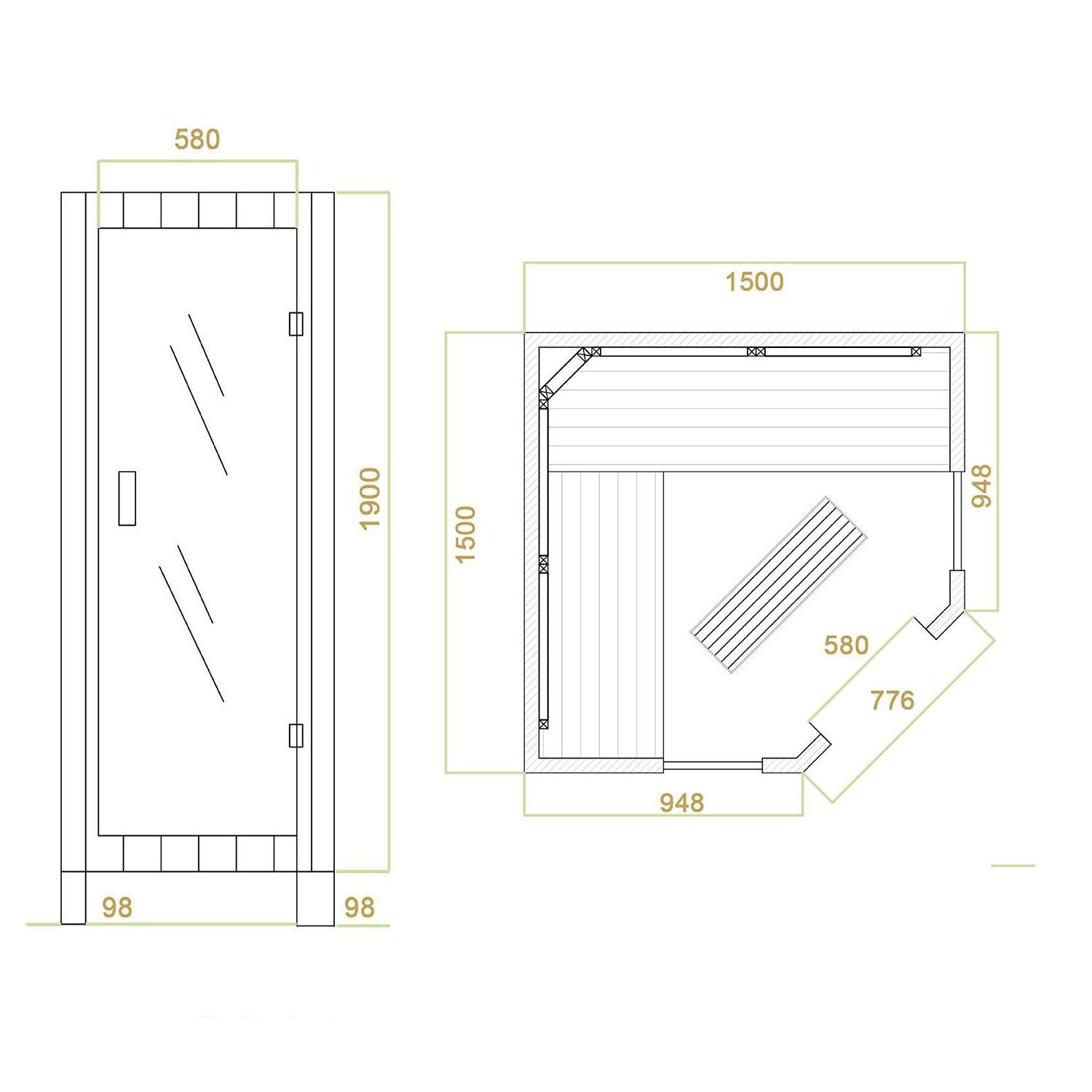 Infrarotkabine Nyborg E150K – Infrarotsauna 4 Personen –LED-Farblicht, 7 Keramik-, 1 Flächenstrahler