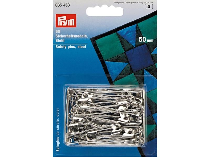 Prym Sicherheitsnadel Silber, Nr. 3, 50 mm Sicherheitsnadeln für den universellen Gebrauch