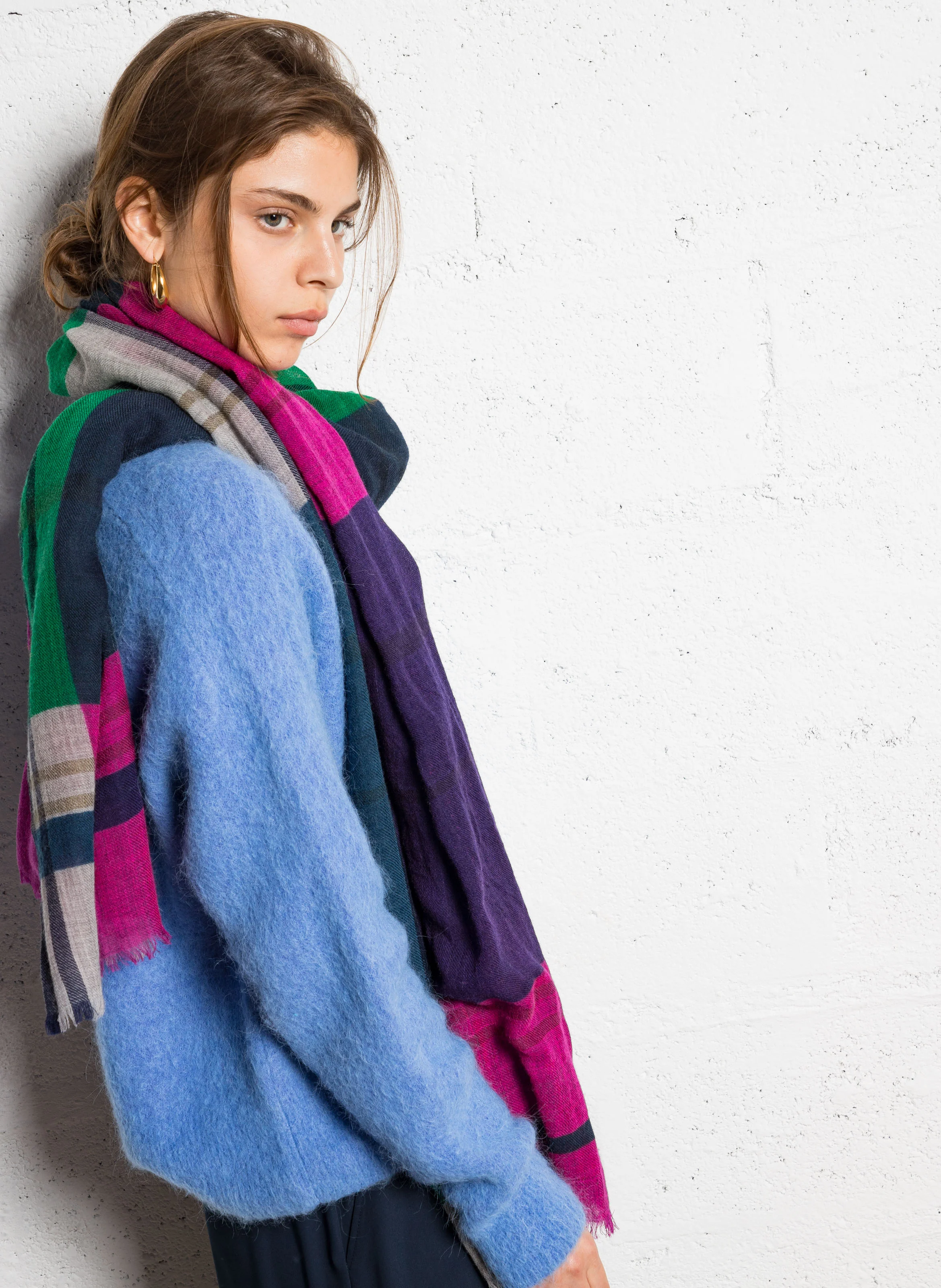 DIVINE - Foulard imprimé en laine | Multicolore