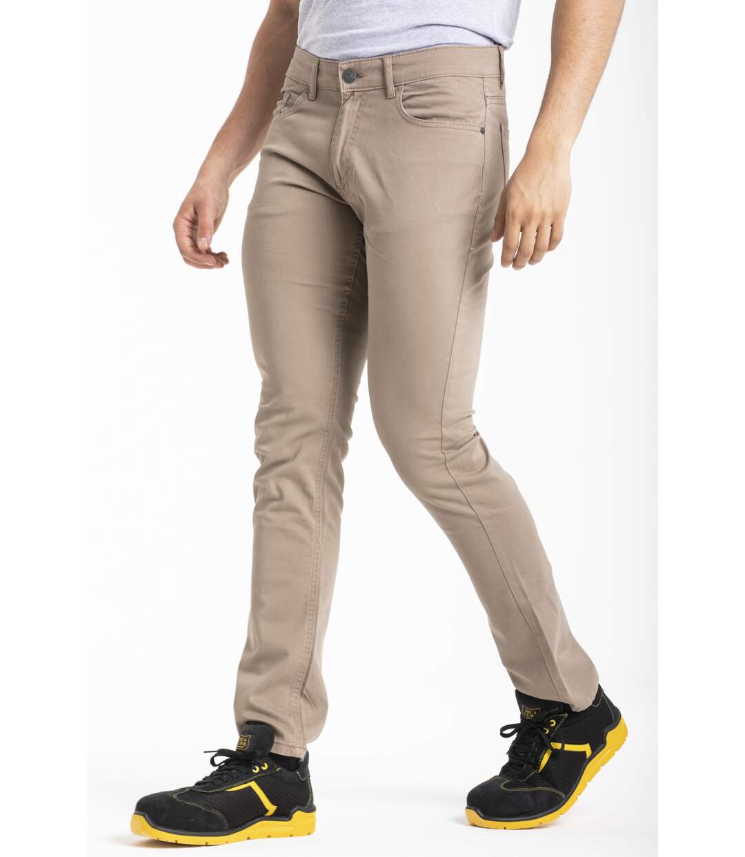Jeans de travail coupe droite ajustée gabardine stretch BEIGE