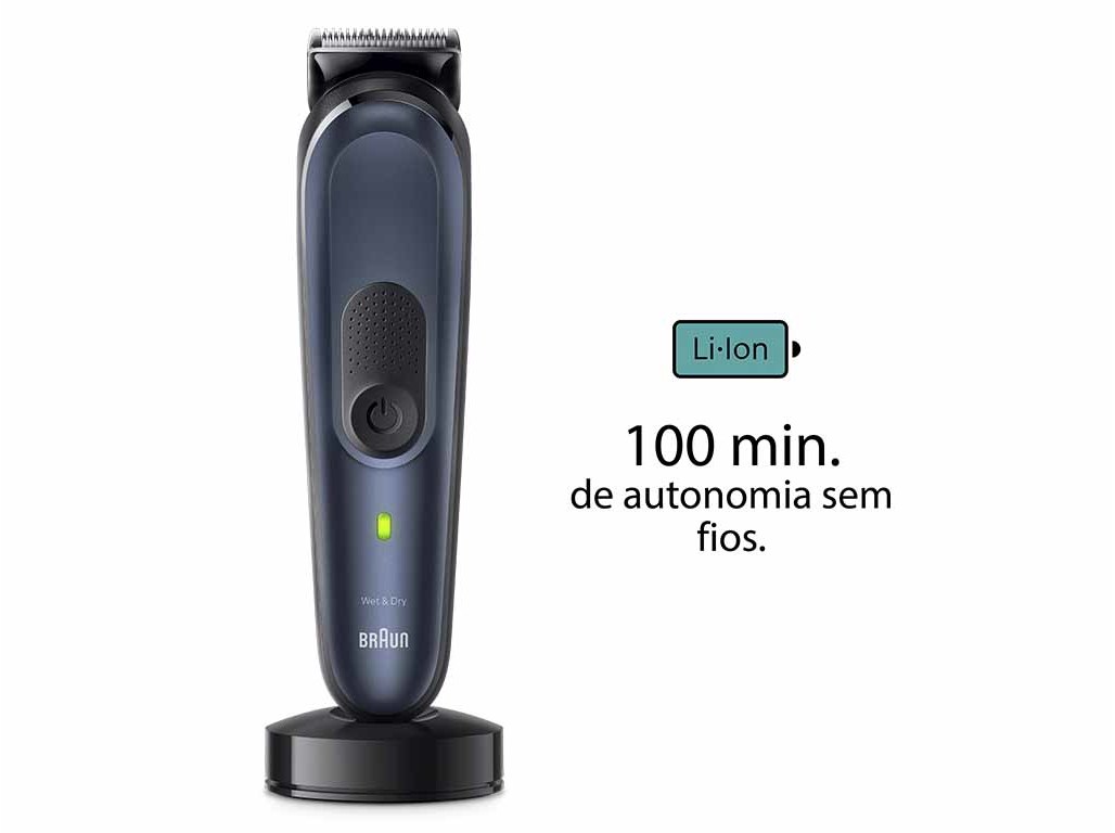 APARADOR MULTIGROOM BRAUN MGK7421 10 EM 1 PRETO/AZUL