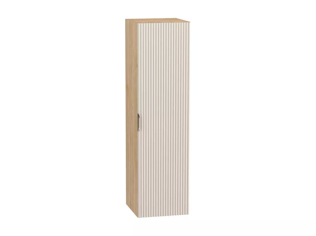 Meuble colonne suspendu de salle de bain WENA, façades cannelées, Willy, 120x33x33 cm, Cachemire/Noyer