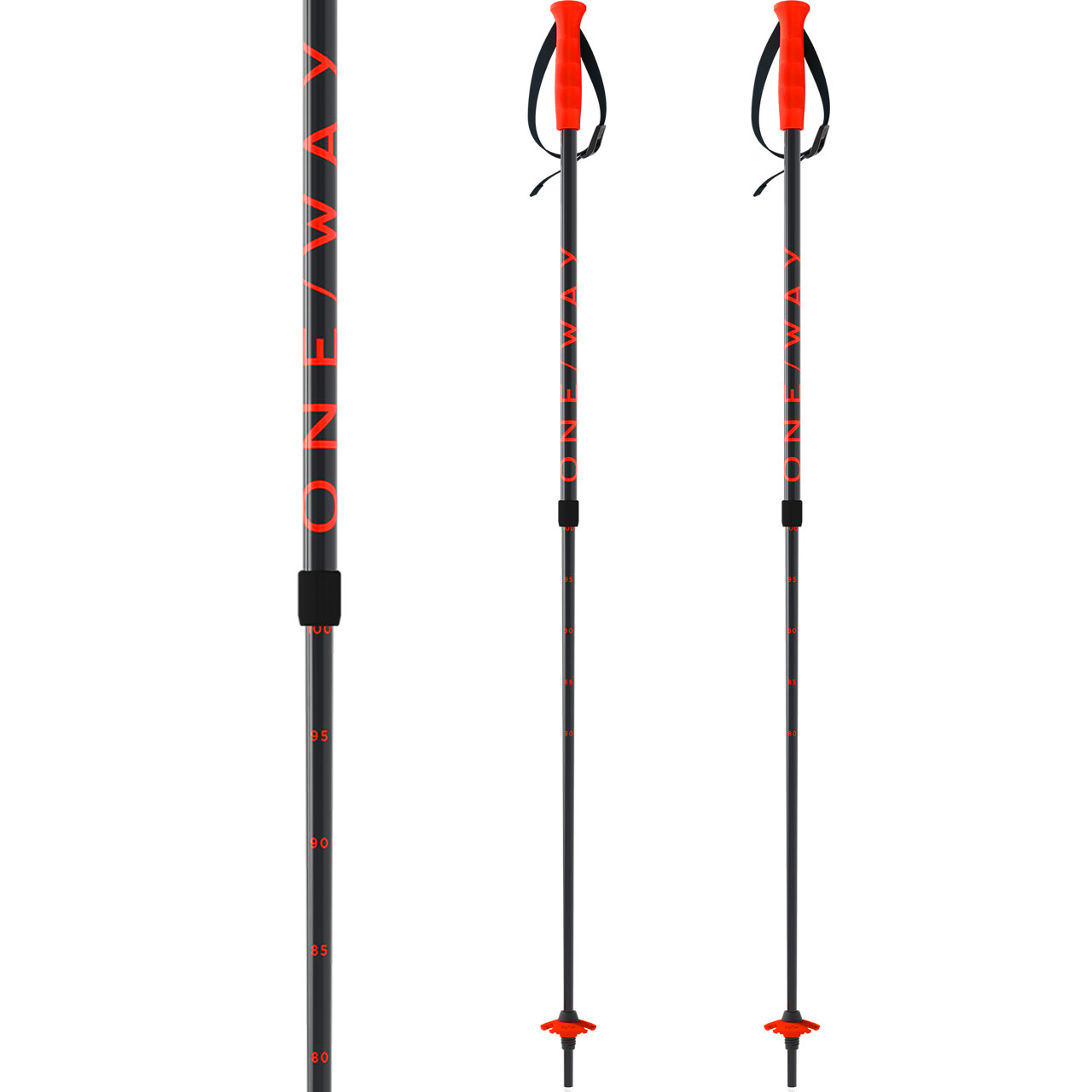 ONE WAY Junior Vario asphalt/neon orange | Alpinskistöcke | Skistöcke | Alpin Ski | XSPO