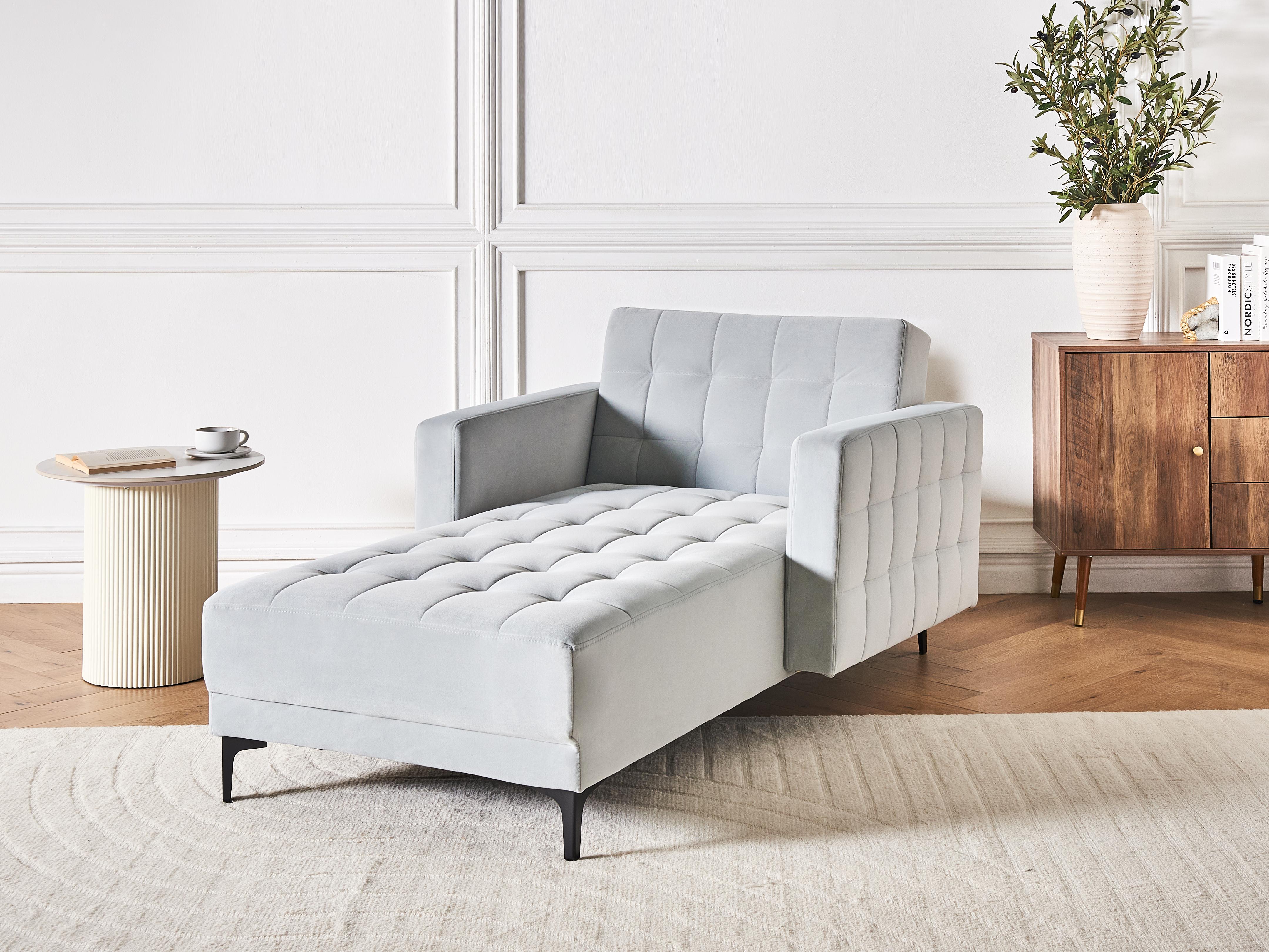 Chaise longue ABERDEEN Fluweel Lichtgrijs