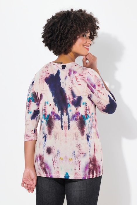 T-Shirt, Straight Fit, Smiley, Batik-Muster