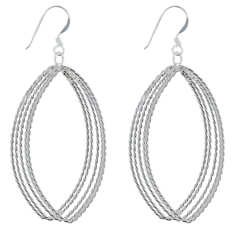 Boucles d'Oreilles Argent Cinq Ovales Torsadés