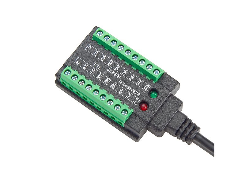 Exsys Schnittstellenkabel USB EX-13003 USB zu 1S Seriell RS-232/422/485/TTL Kabel mit Terminal Block, 1.0 m (FTDI Chipsatz)