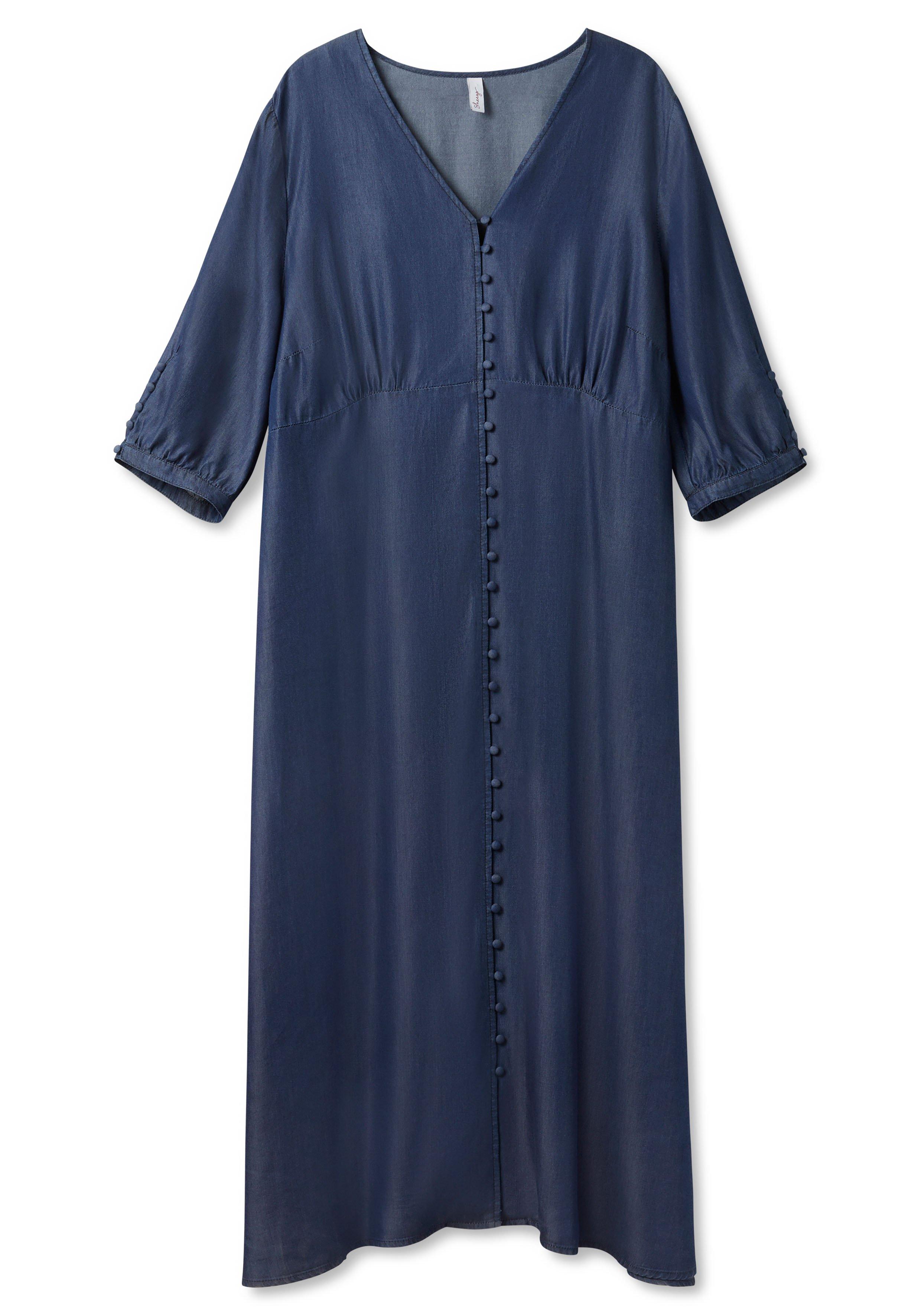 Maxikleid in Denimoptik, mit Knopfleiste