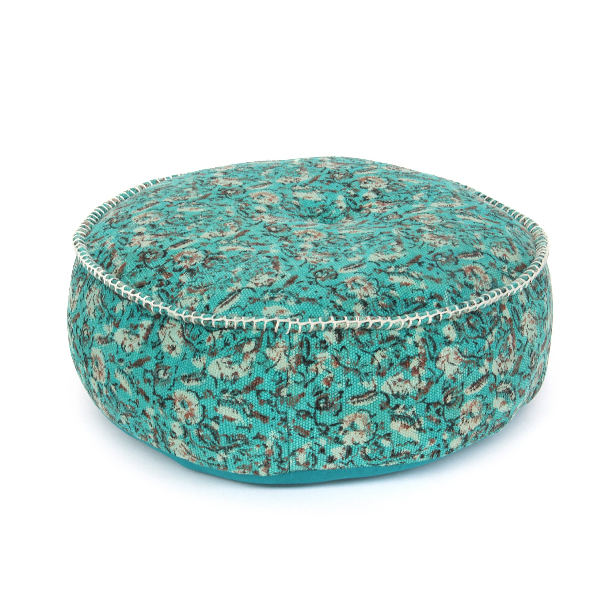 Sitzpouf 'Jhansi', türkis, Ø 60 cm, H 20 cm von fischer's lagerhaus