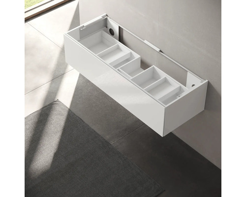 KEUCO Edition 11 wastafelmeubel, BxHxD 140 x 35 x 53,5 cm, glanzend wit front met verlichting, 31361300100
