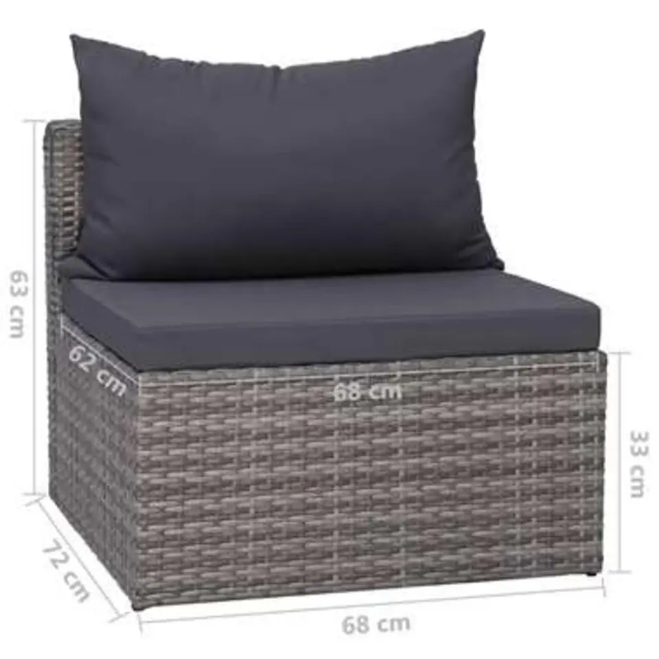 vidaXL - Loungeset - Grijs - Poly rattan