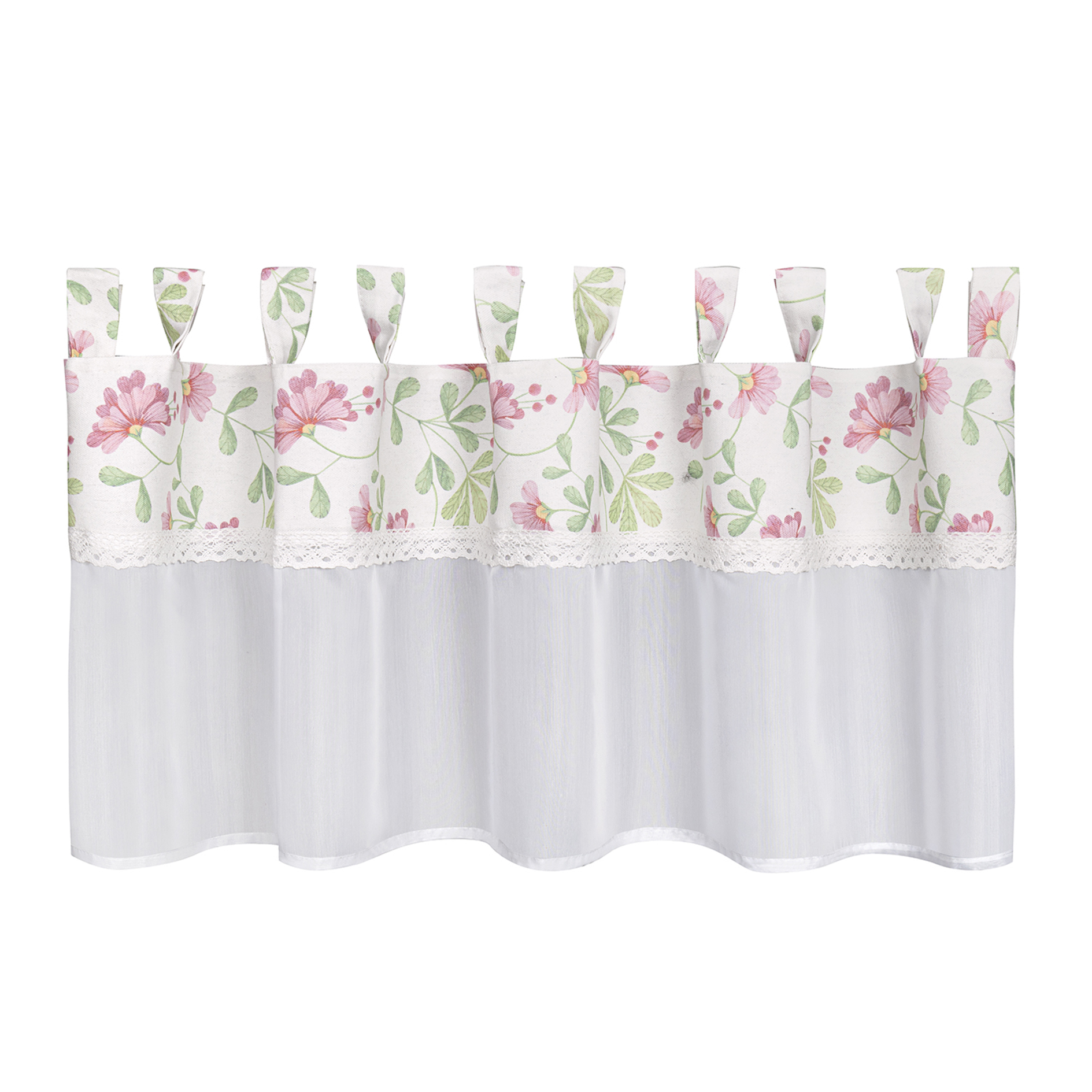 Schlaufenbistro - weiß-rot-grün - Blumen - 150x45 cm