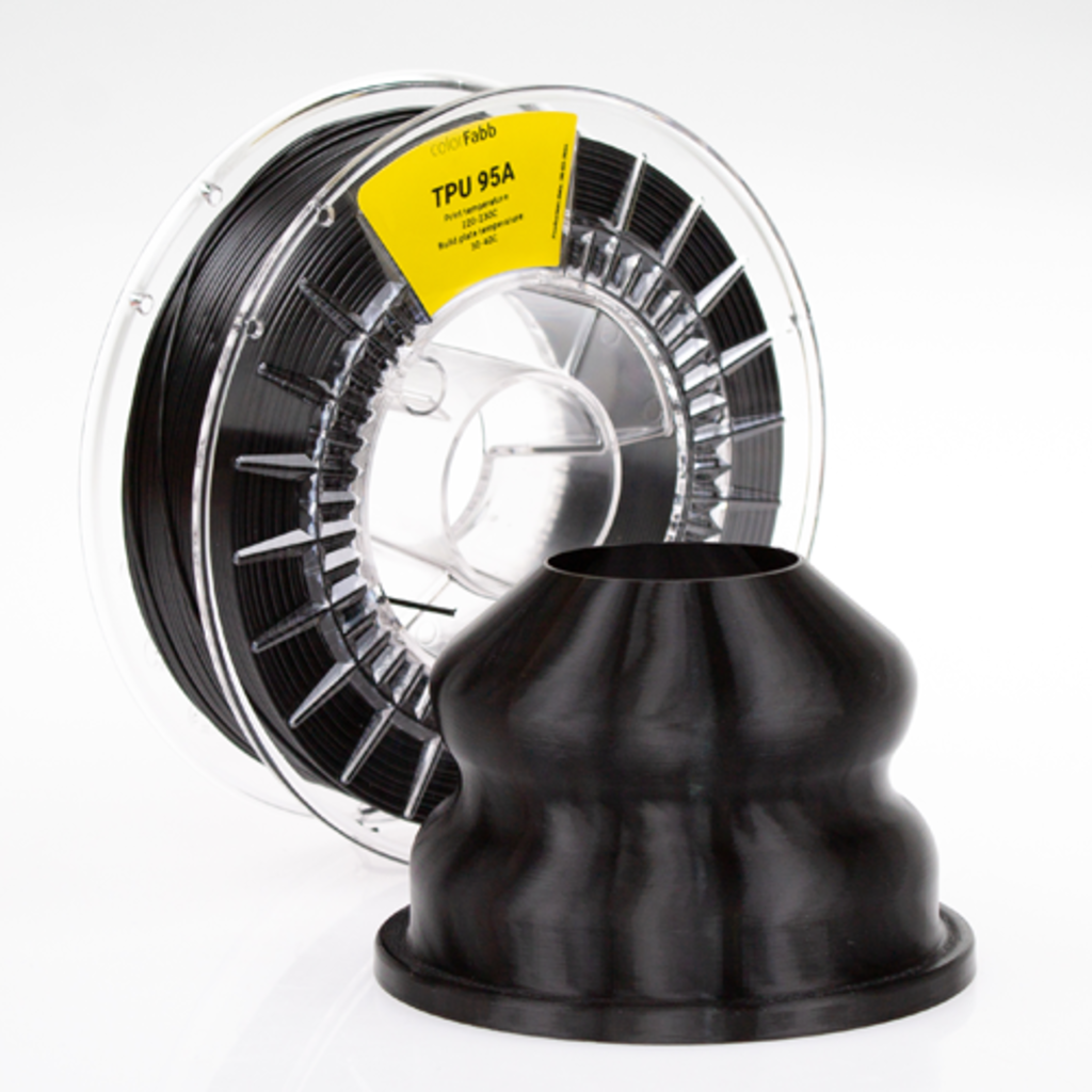 colorFabb  TPU 95A Black, 1,75 mm / 700 g    Semiflexibles TPU Filament mit 95A Shore Härte