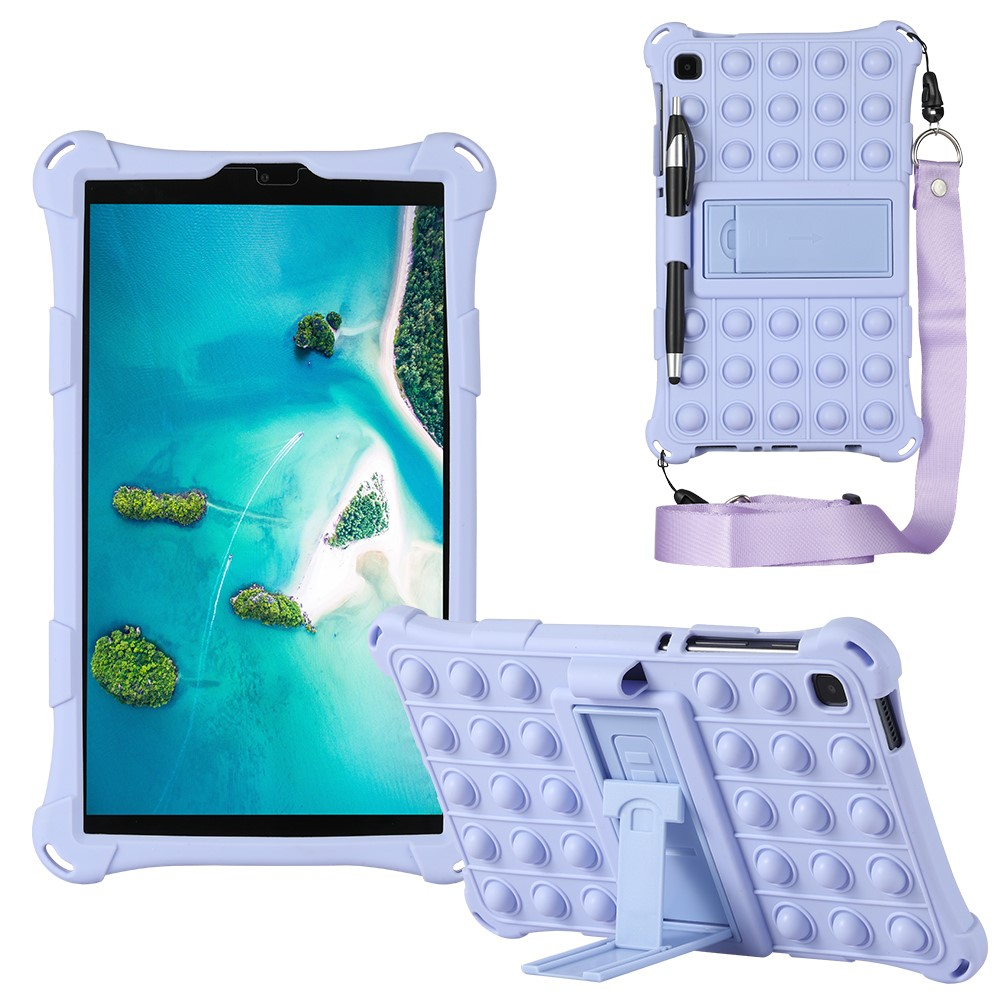 2in1 Samsung Galaxy Tab A7 Lite Silikon Bubbles Case Anti Stress Pop It Fidget Rückseite   Kickstand - Lila