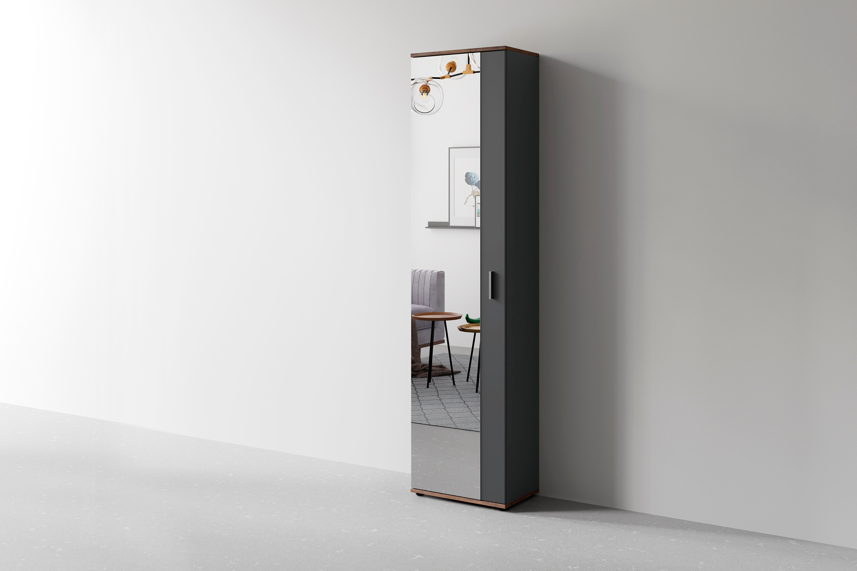byLIVING Garderobe JAKOB, Breite 49 cm, Old Wood/anthrazit, Spiegeltür