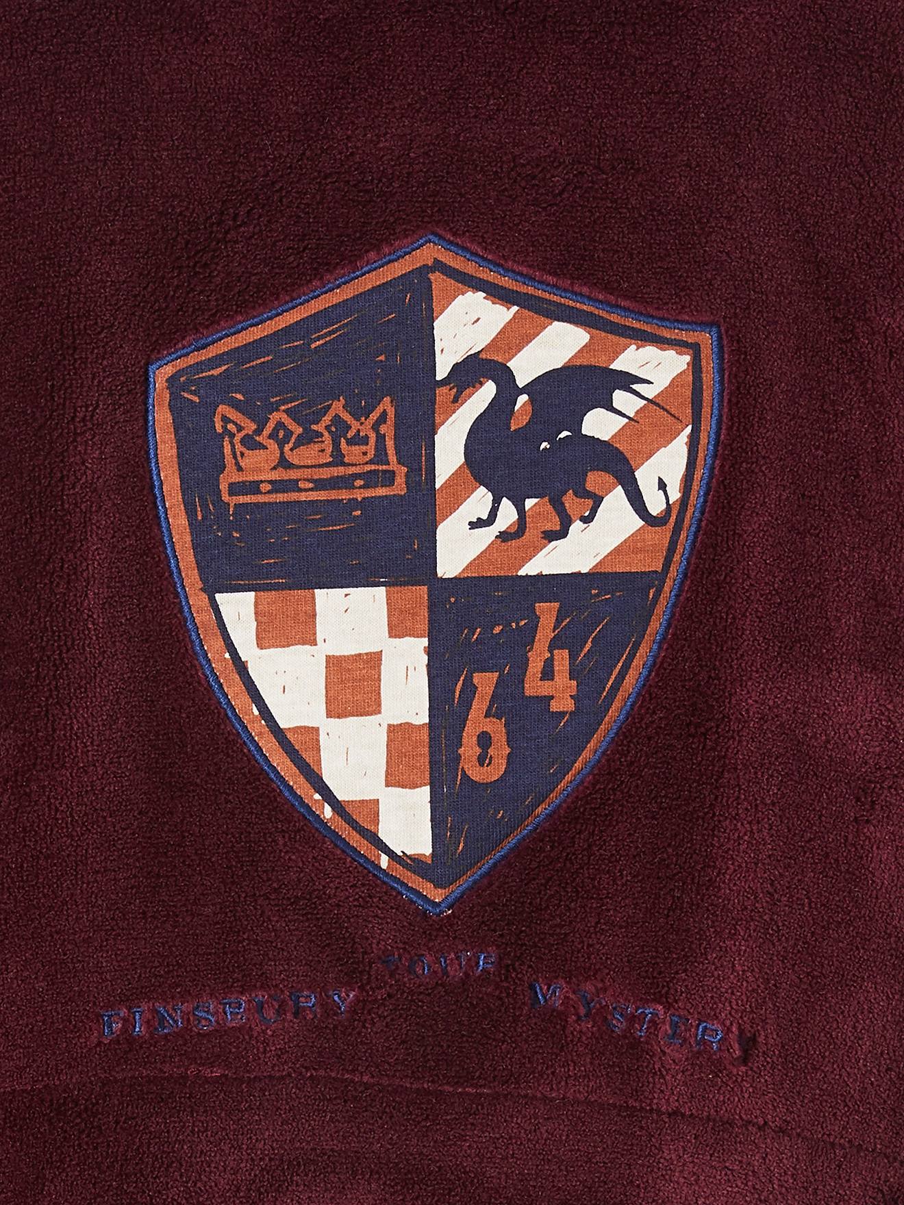 Robe de lã polar cor vinho com brasão para meninos
