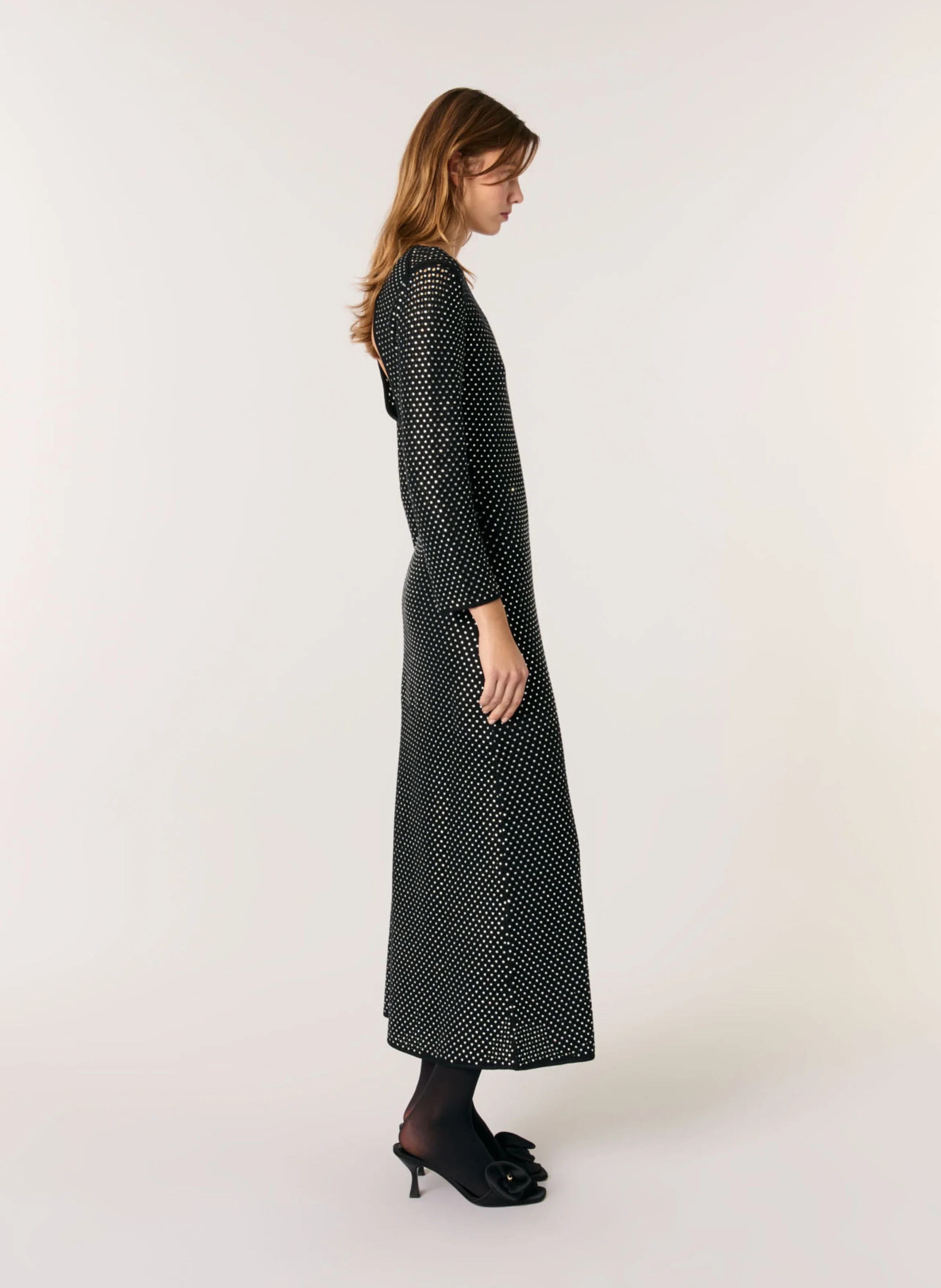 Robe longue col rond | Noir