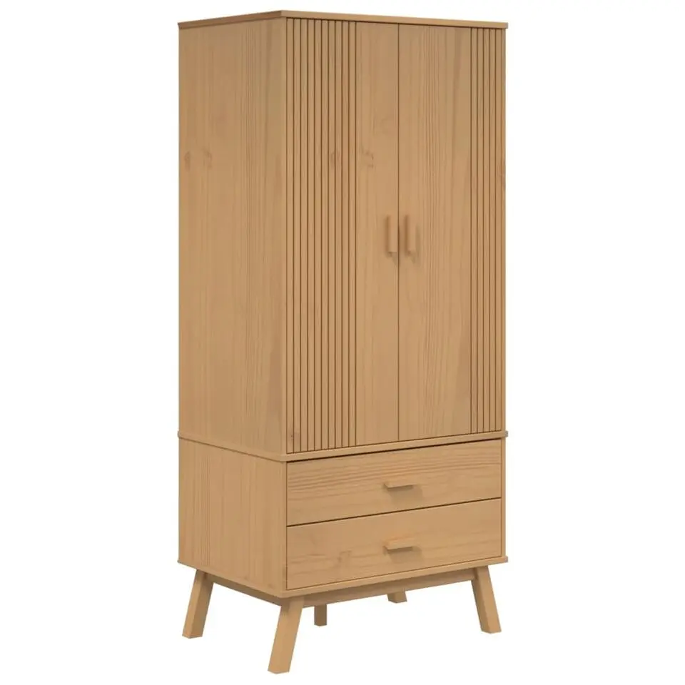 vidaXL - Kledingkast OLDEN met 2 lades - Grenenhout - Bruin - 76.5x53x172 cm