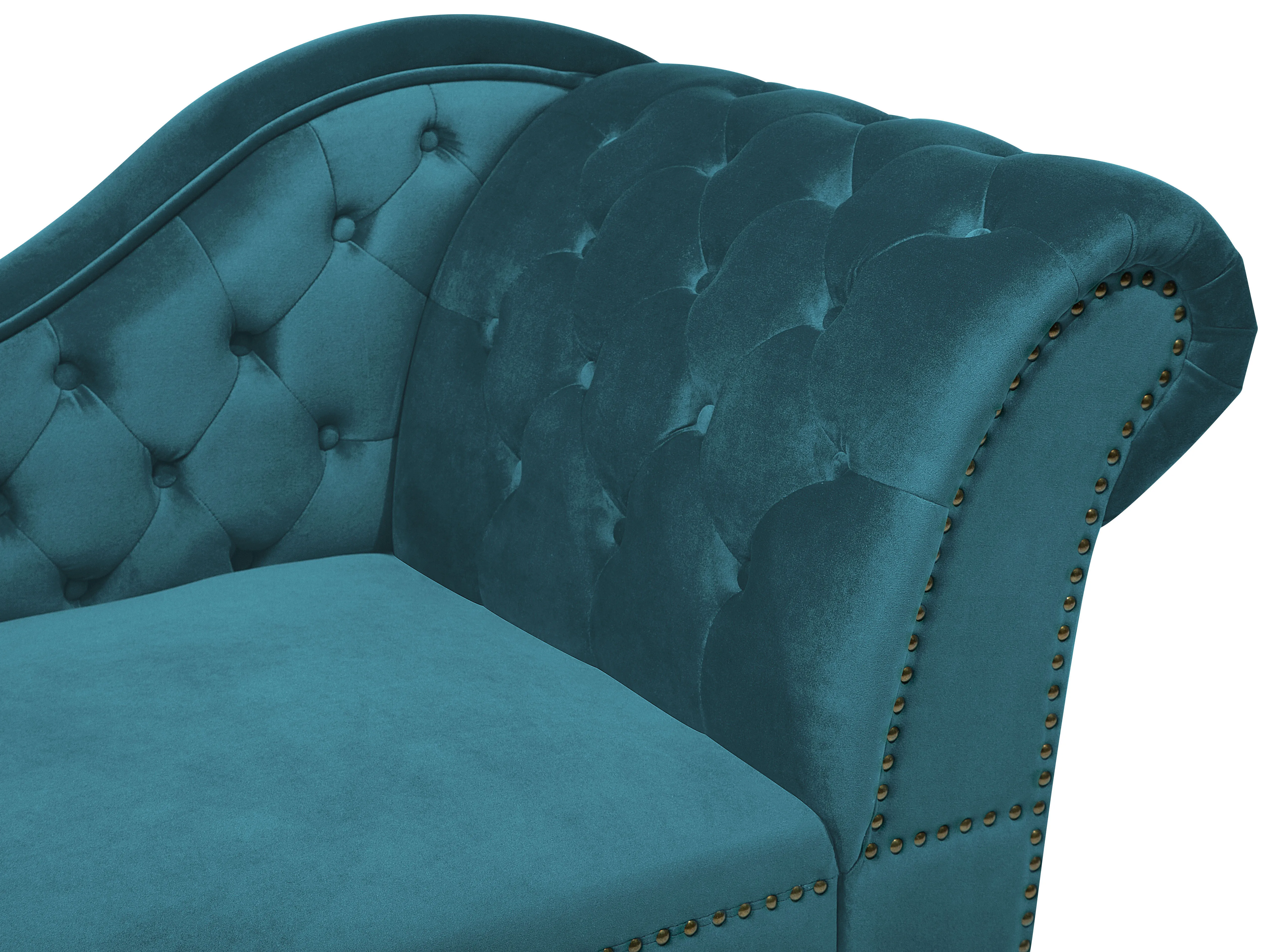 Rechtszijdige chaise longue NIMES Fluweel Groenblauw