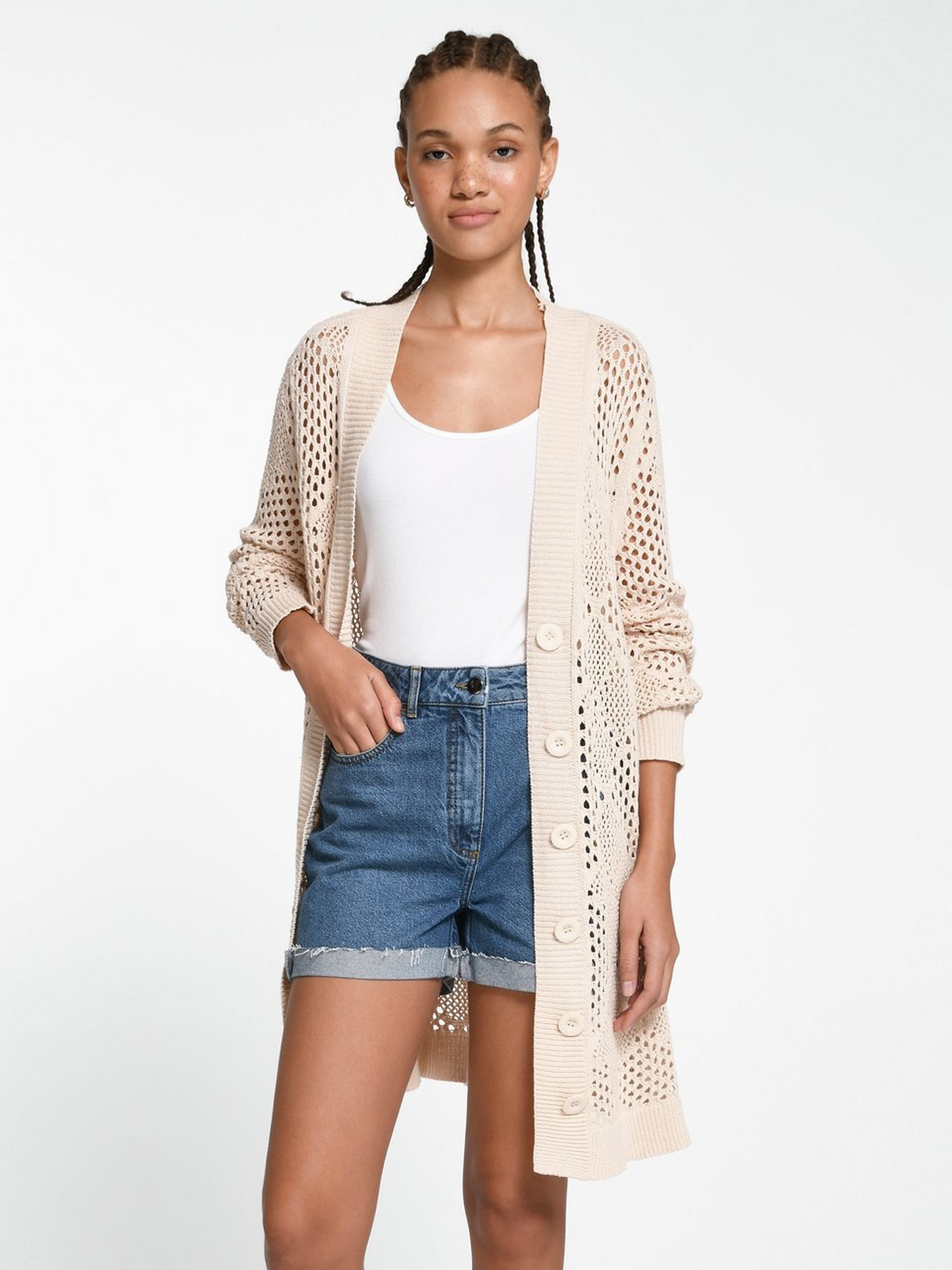 Long-Strickjacke