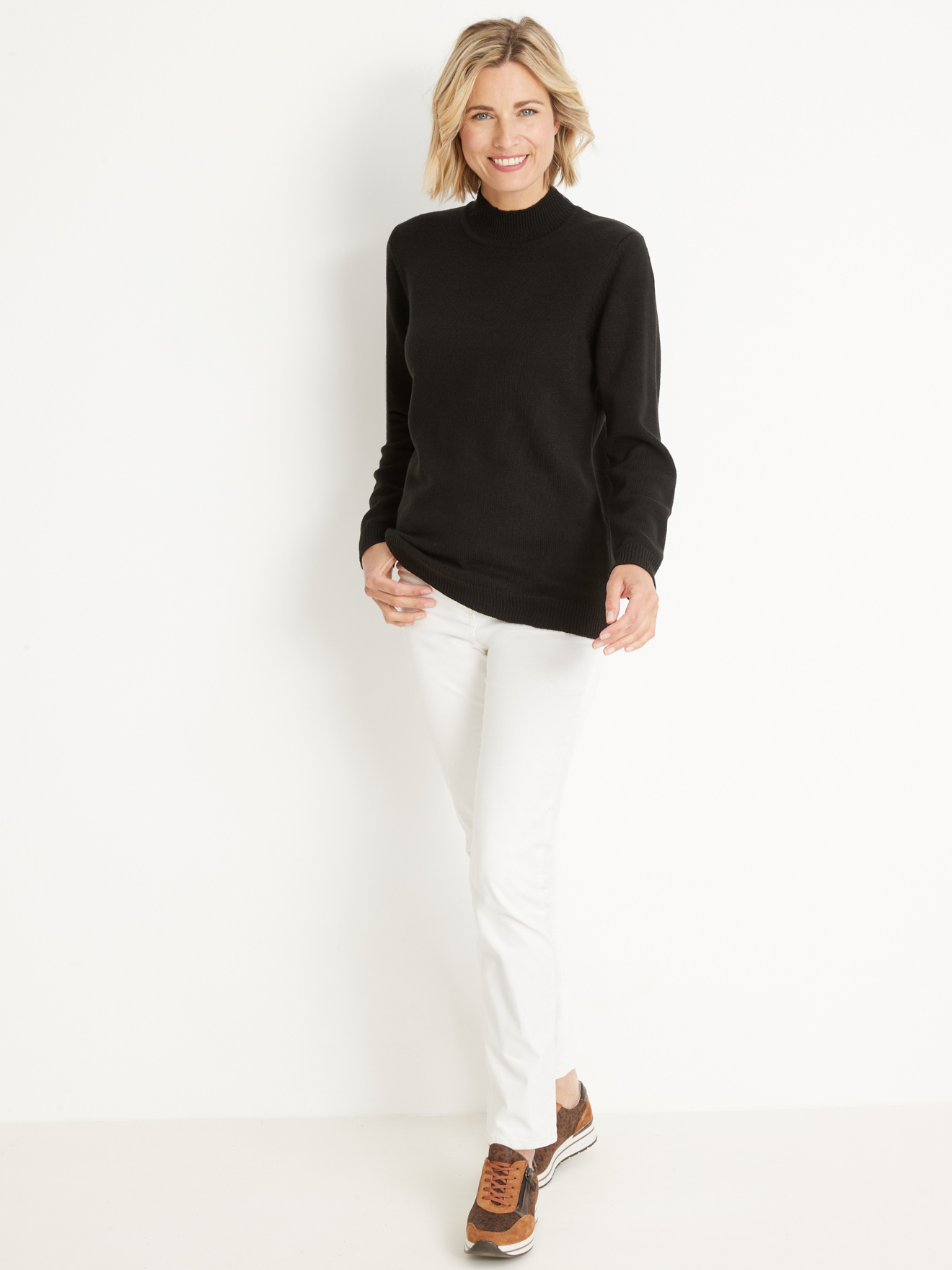 Pull col montant manches longues