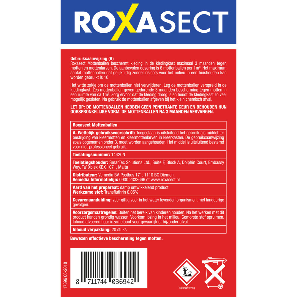 Roxasect Mottenballen 20 stuks
