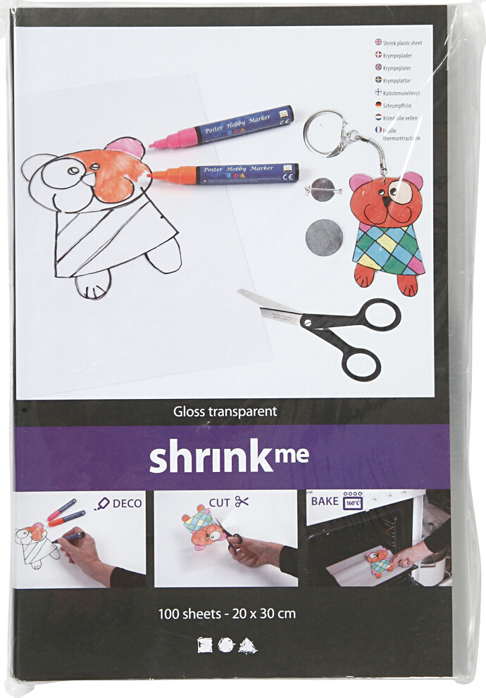 Krympeplast - 20X30 CM - Tykkelse 0,3 MM - Blank Transparent - 100 Ark