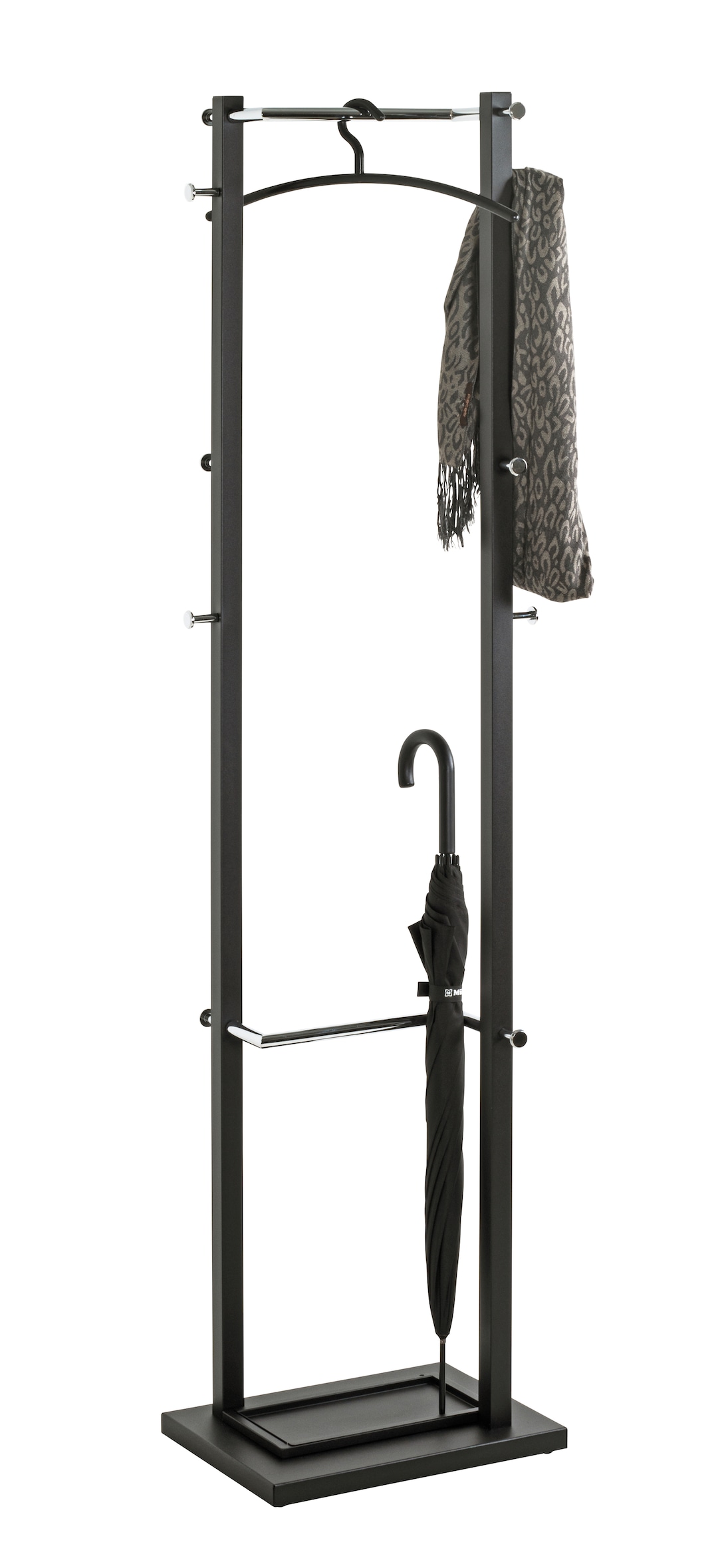 Garderobenständer 40 x 175 cm chrom/schwarz