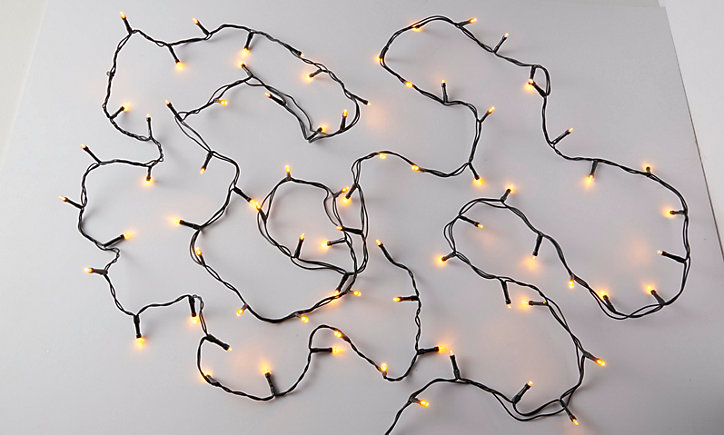 Guirlande lumineuse LED intérieure blanc chaud câble vert 8 fonctions 11 m