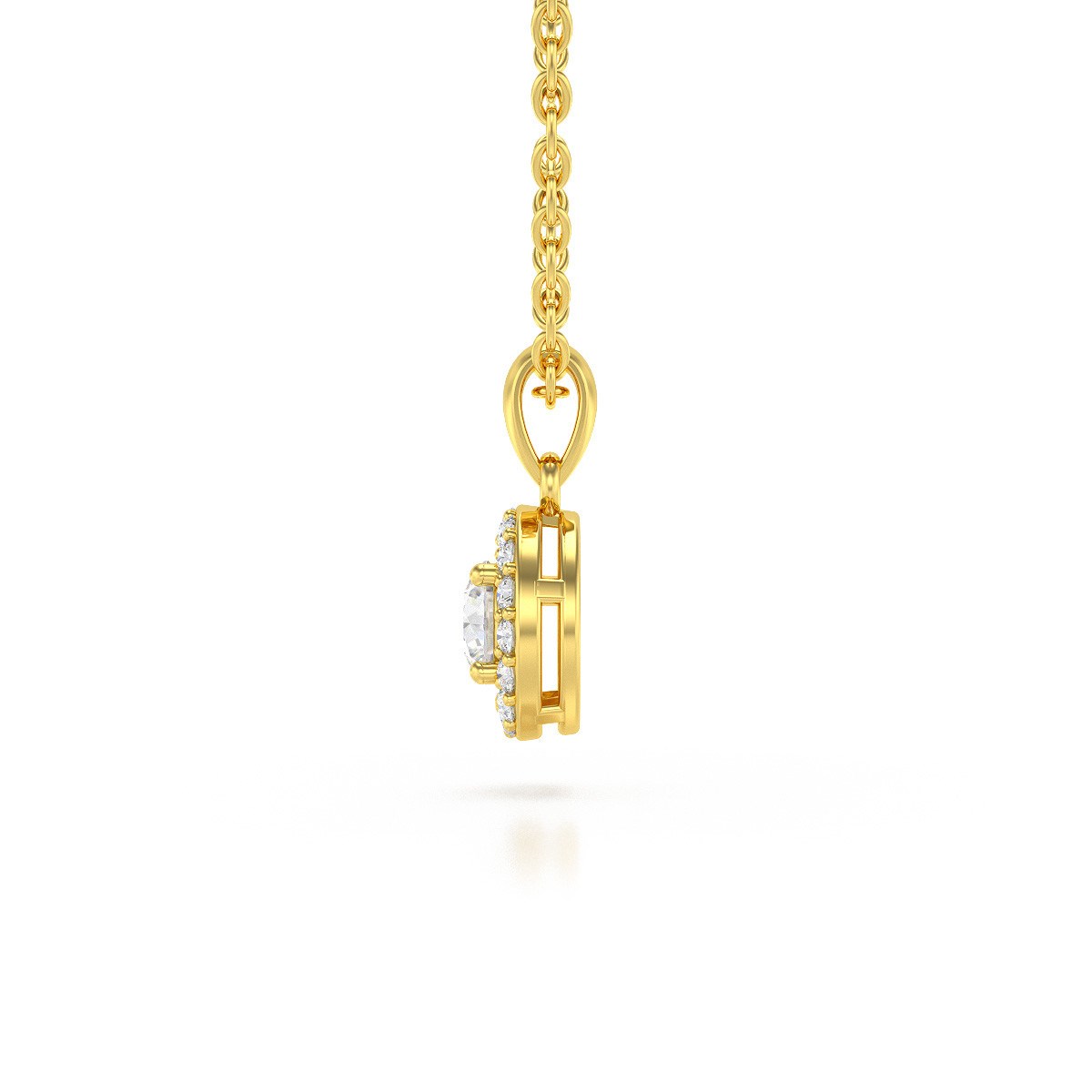 Collier Pendentif ADEN Or 585 Jaune Diamants Chaine Or 585 incluse 0.56grs