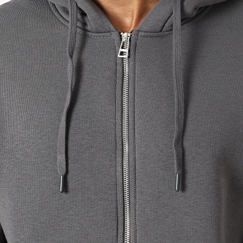 Sweat Zippé Capuche Gris Anthracite