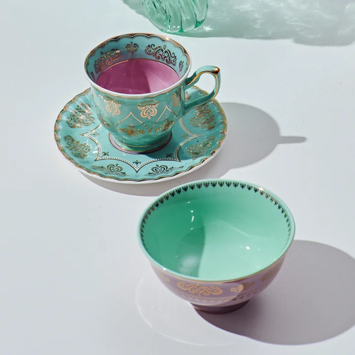 Grandpa Tasse mit Untertasse 4er Set mehrfarben/4 Tassen und Untertassen/Mit der Hand waschen