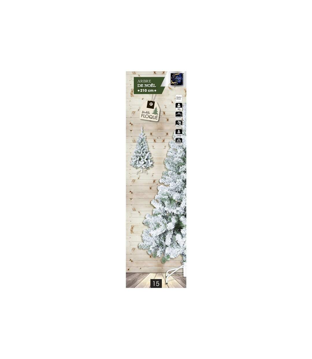 Sapin de Noël Enneigé Floque 210cm Blanc