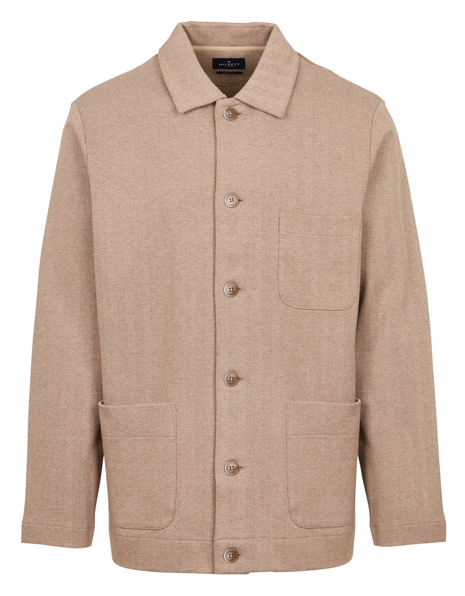 Veste droite col classique en coton | Beige
