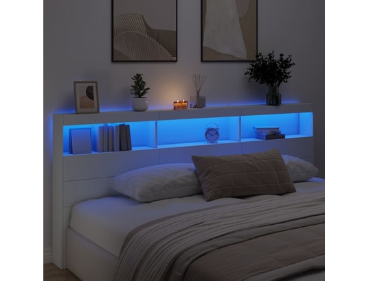 VIDAXL - Armoire tête de lit avec led blanc 220x17x102 cm