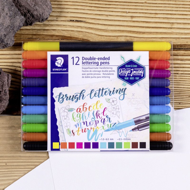 Feutre de coloriage double pointe Design Journey Staedtler couleurs assorties - Pochette de 12