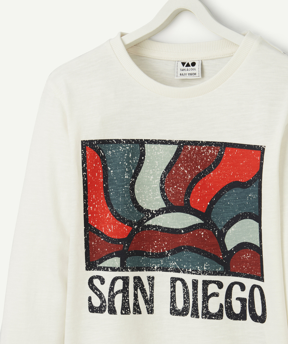 t-shirt manches longues garçon en coton bio blanc thème san diego