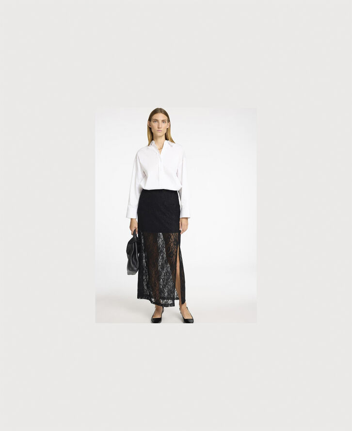 Selected Femme SLFMISTA HW ANKLE LACE SKIRT Sort