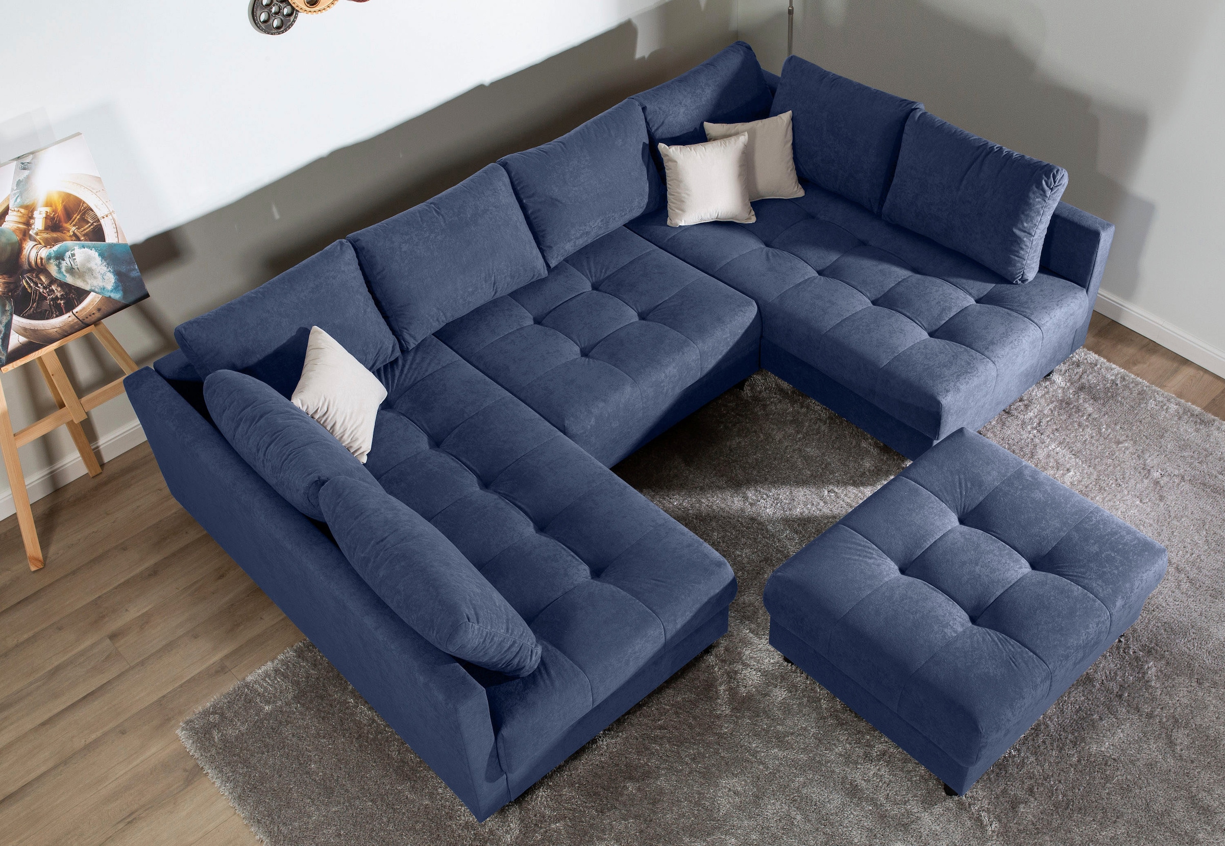 COLLECTION AB Wohnlandschaft »Toni U-Form, B: 298 cm« mit Hocker & 3 Zierkissen, Federkern