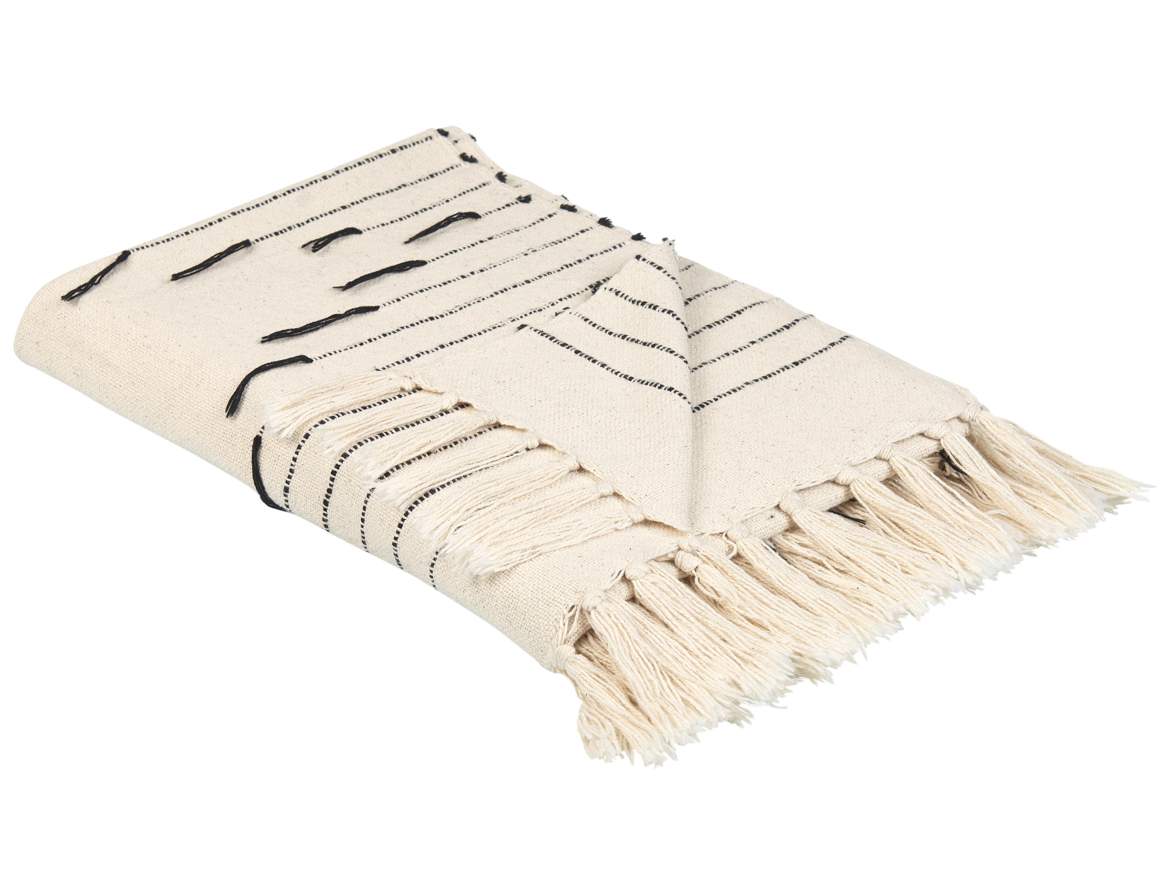 Plaid ULUYOL Katoen 130 x 170 cm Beige