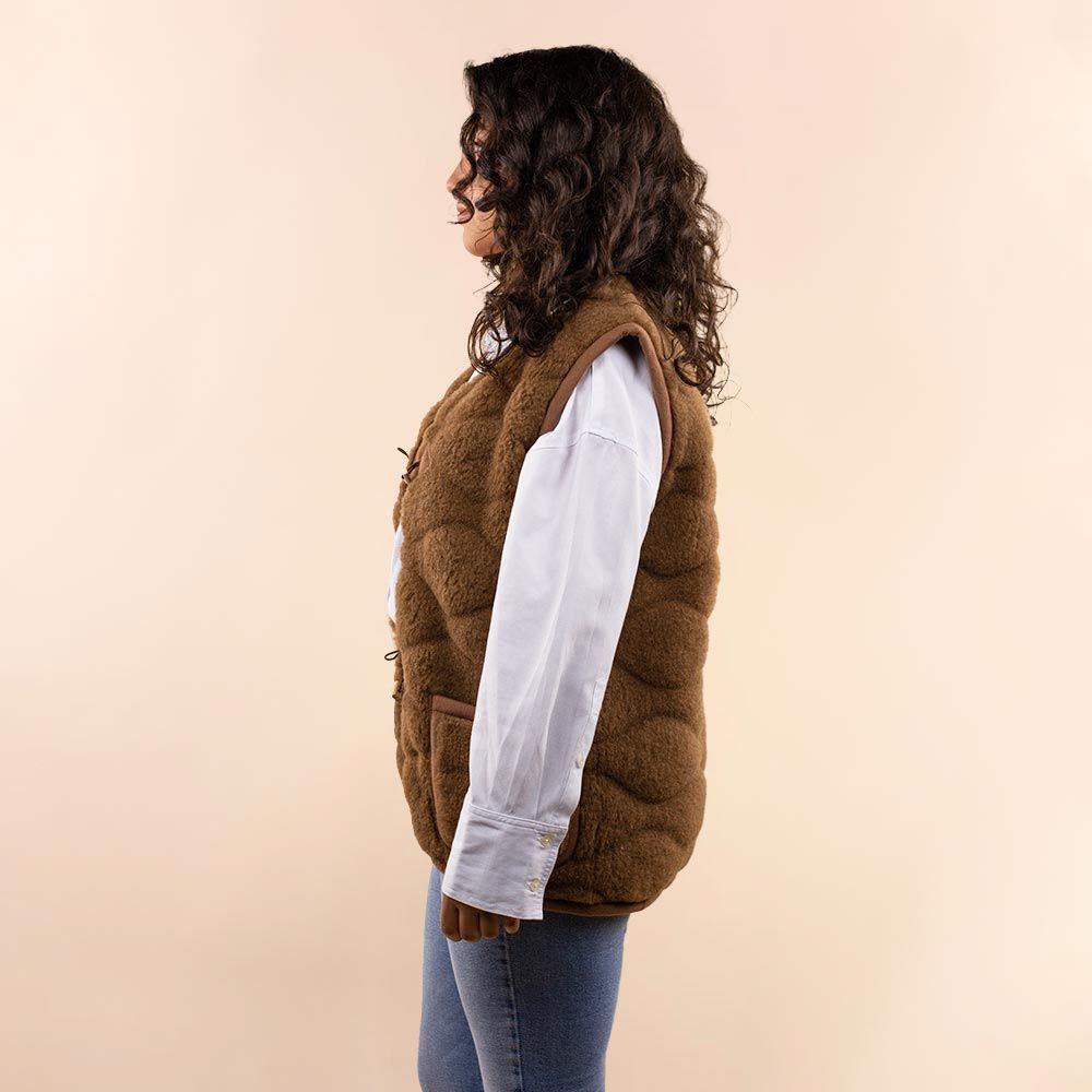 Moonrise dames wollen vest bruin 3D