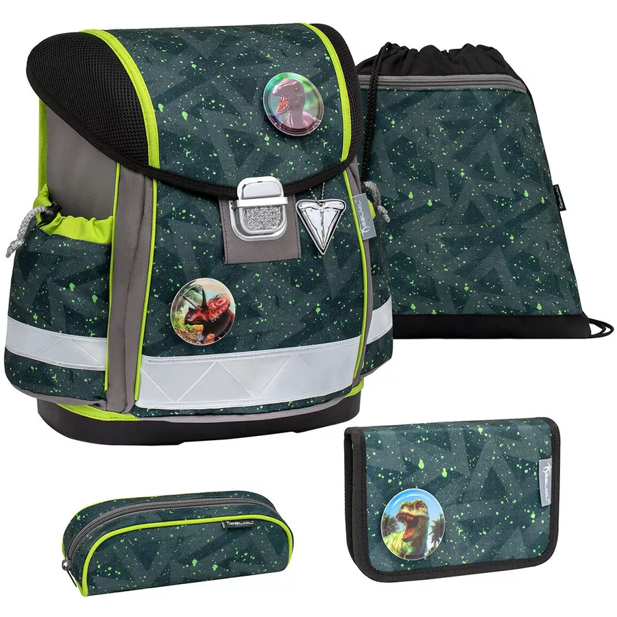 Belmil Schulranzen Classy Schulranzen Set 5-teilig mit Brustgurt Green Splash