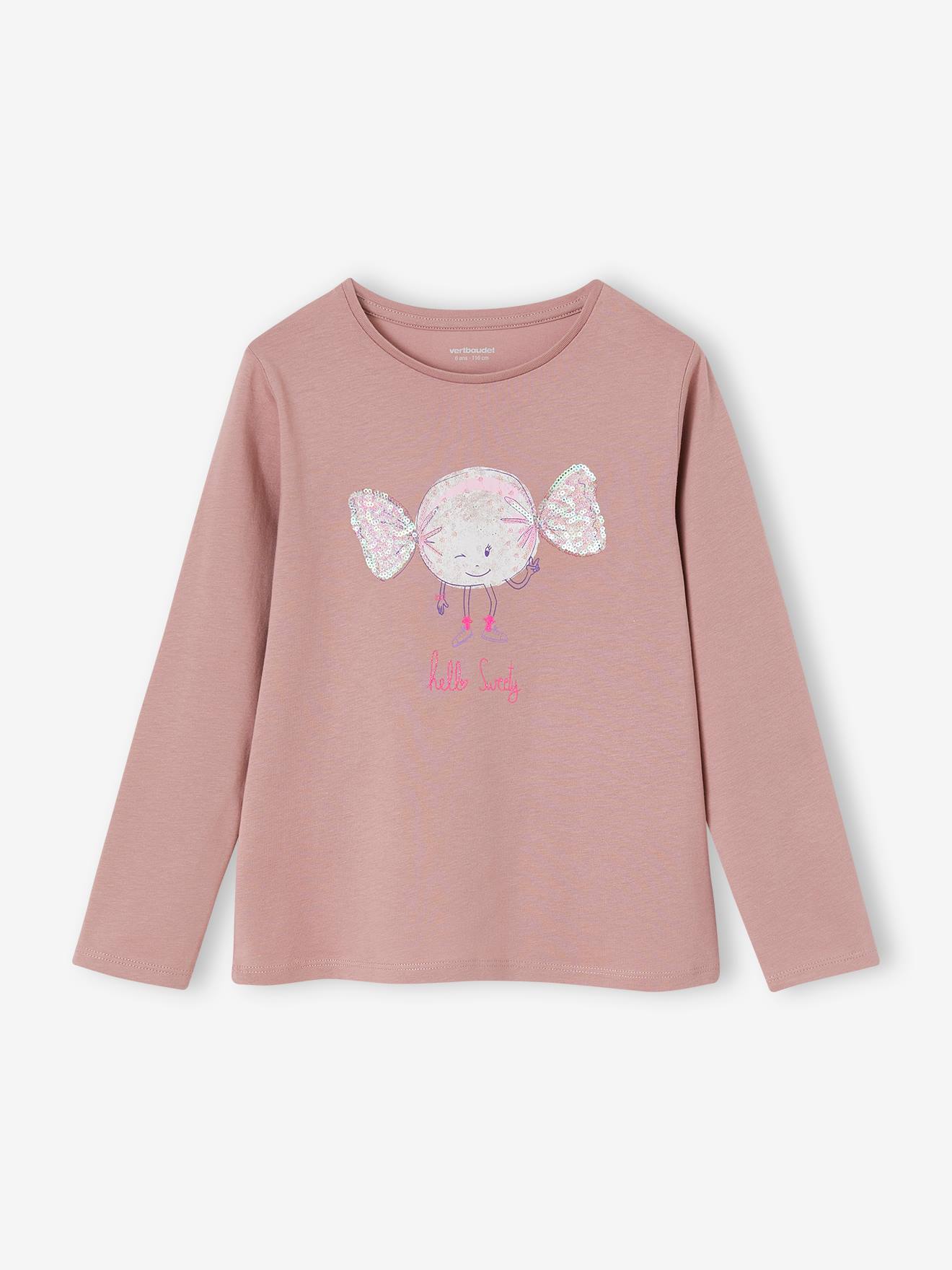 Camiseta de lantejoulas, camiseta lisa verde-escura infantil com estampas.