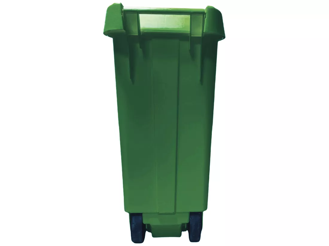 Récipient de recycle 110 litres, fermé avec le couvercle, idéal pour le recyclage en verre, avec roues, L42 P57 H88