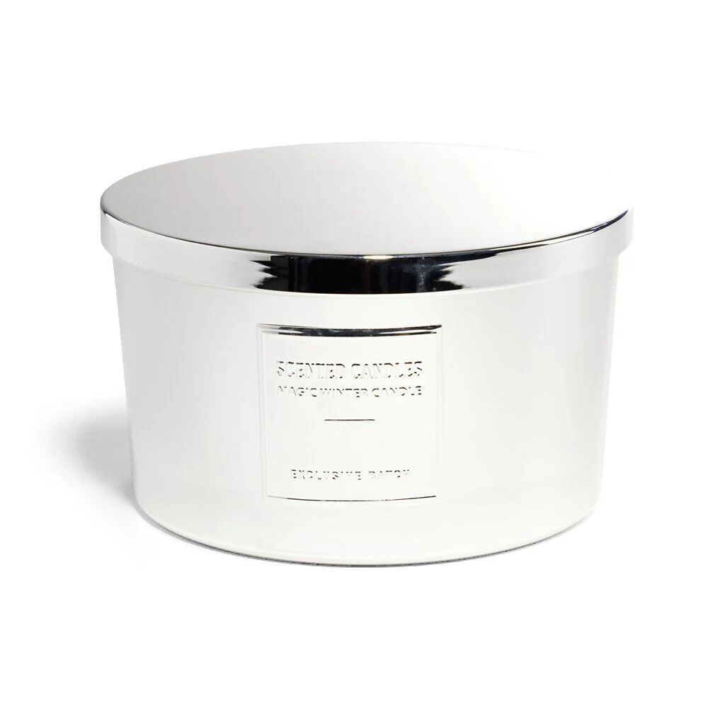 Bougie avec couvercle pot métallisé gris senteur fleur d'oranger 30H