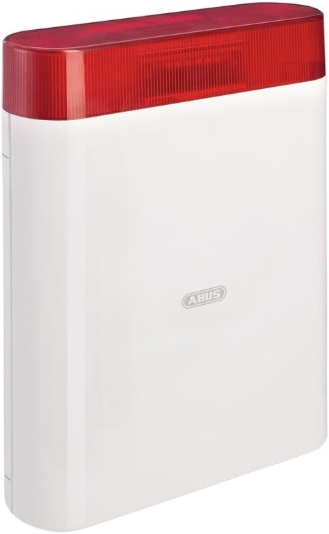 ABUS AZSG10001 Draht-Außensirene – 110dB Alarmsignal mit rotem Blitzlicht für Alarmanlagen – wetterfestes Gehäuse mit Sabotageschutz, 12V, für außen, optisch-akustischer Signalgeber