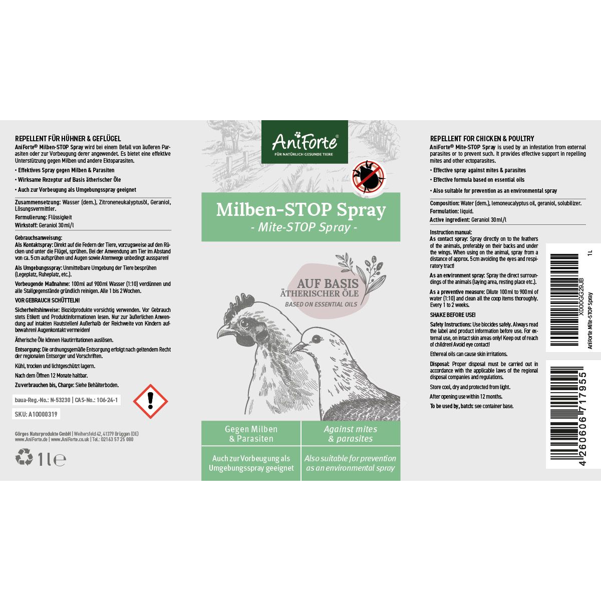 AniForte Milben-STOP Spray für Hühner & Geflügel