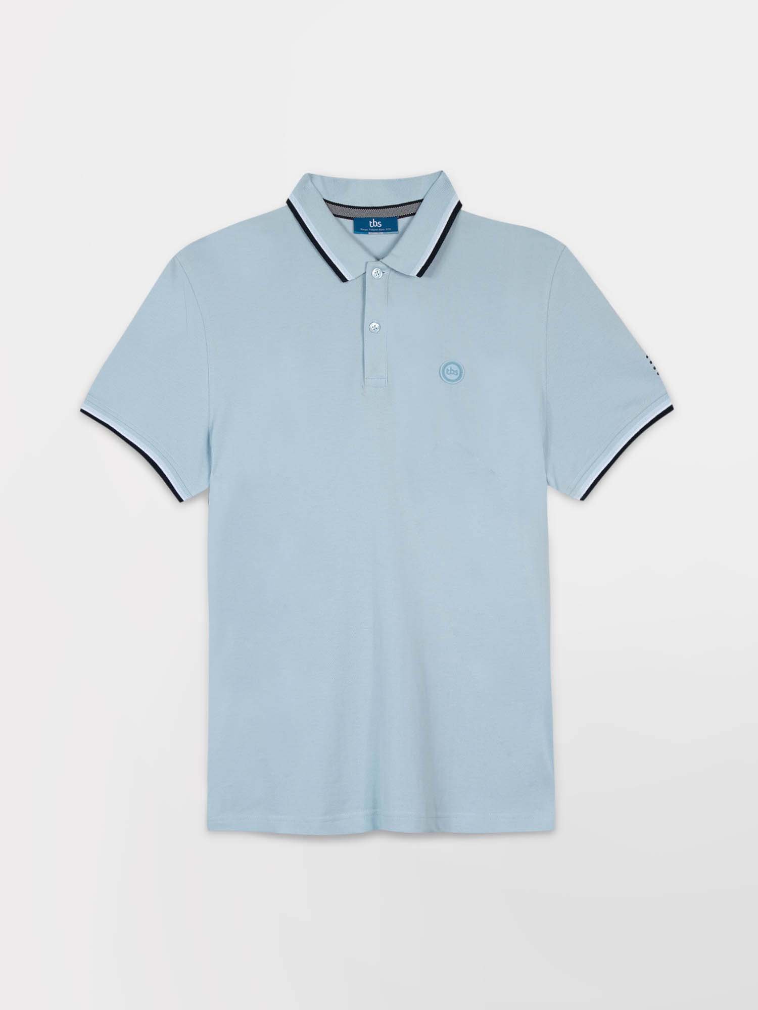 Polo Homme Manches Courtes Coton Biologique Bleu Clair