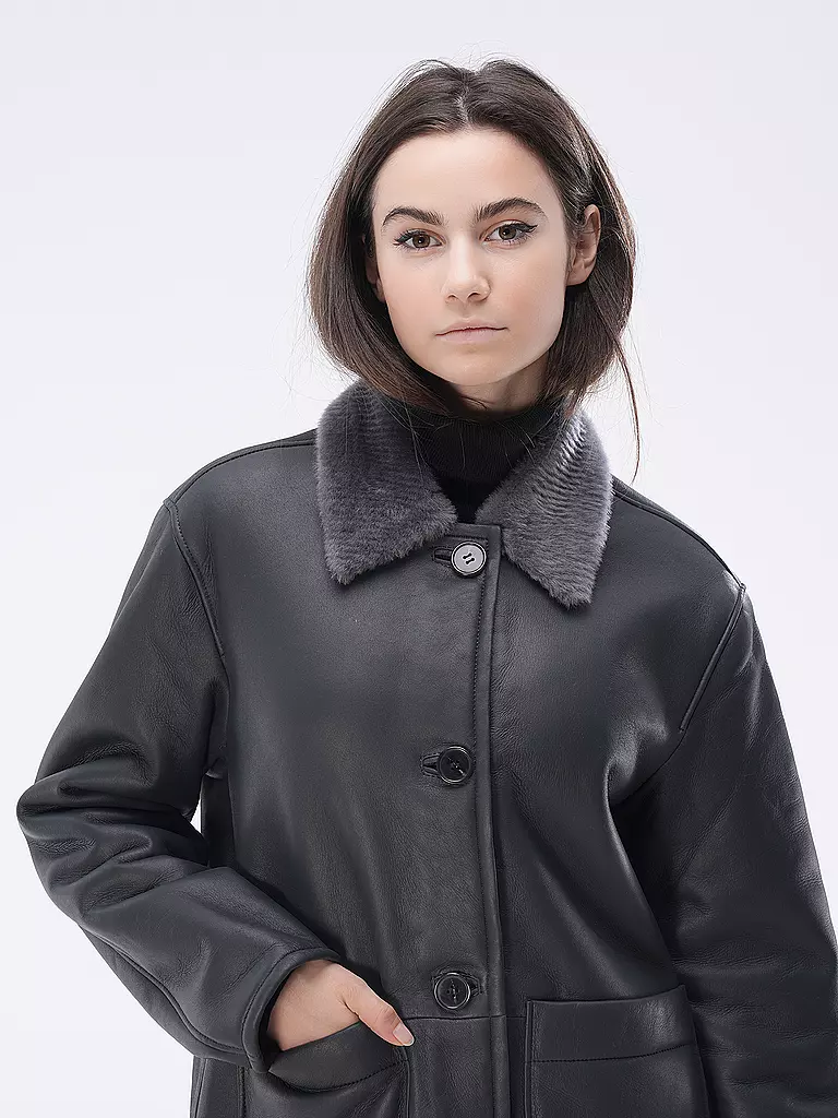 OFFICINE GENERALE Shearlingjacke  LAURENCE grau