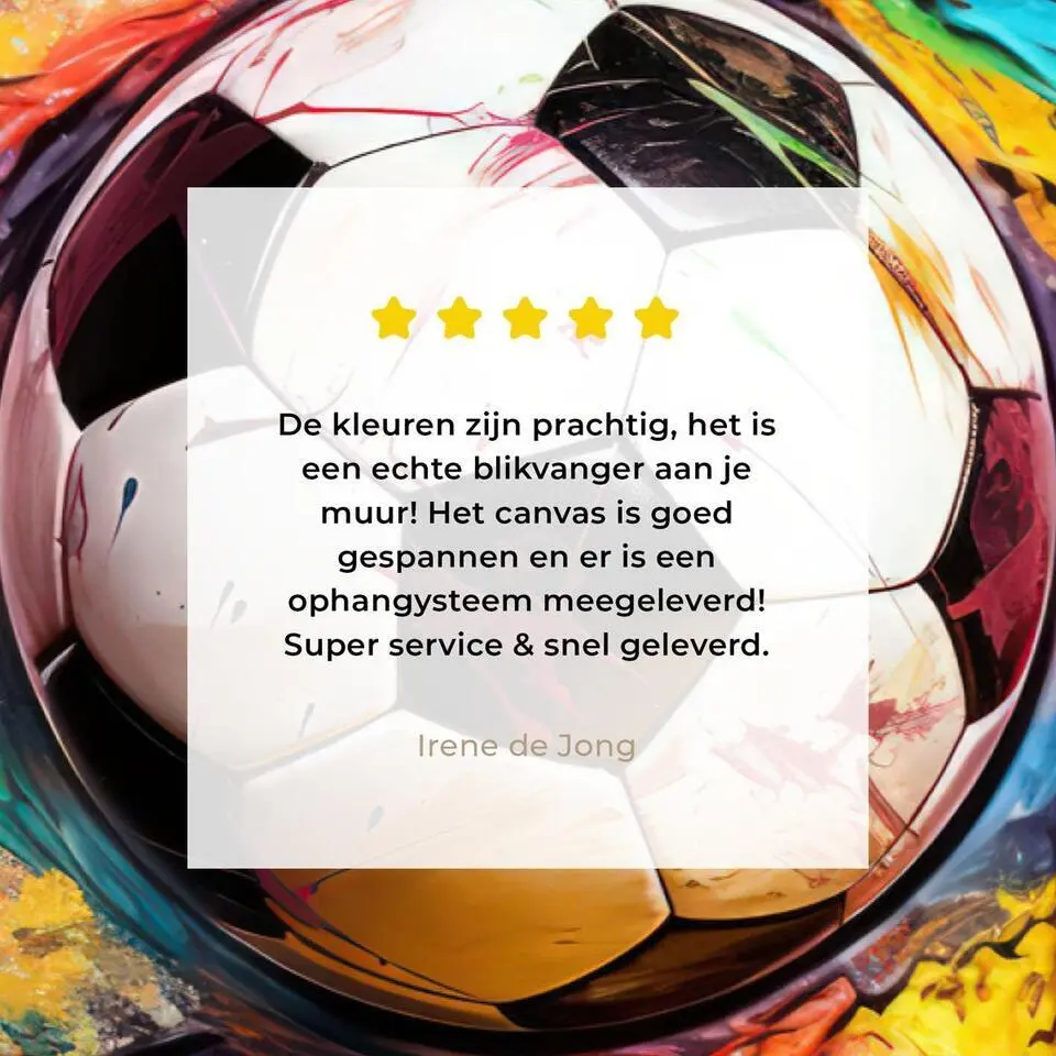 MuchoWow Canvas Schilderij 90x60cm Voetbal Verf Kleuren Zwart
